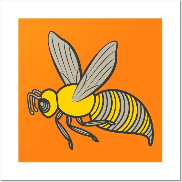 RETRO BUGS BUMBLEBEE Cute Friendly Graphic Cartoon Bee Bug - UnBlink Studio by Jackie Tahara Wall Art by UnBlink Studio by Jackie Tahara